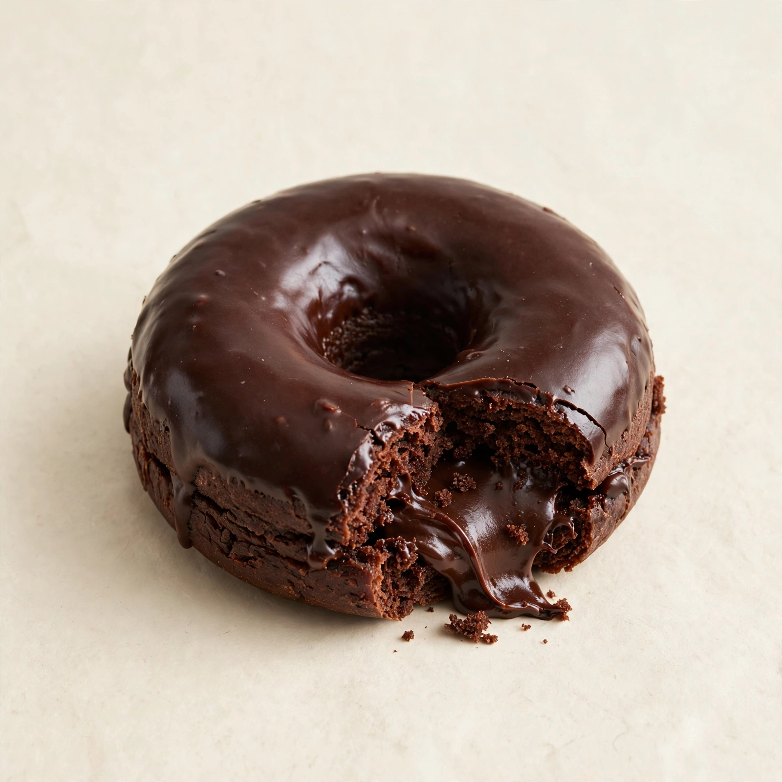 Chocolate Caddie donut with dark chocolate glaze and silky chocolate filling