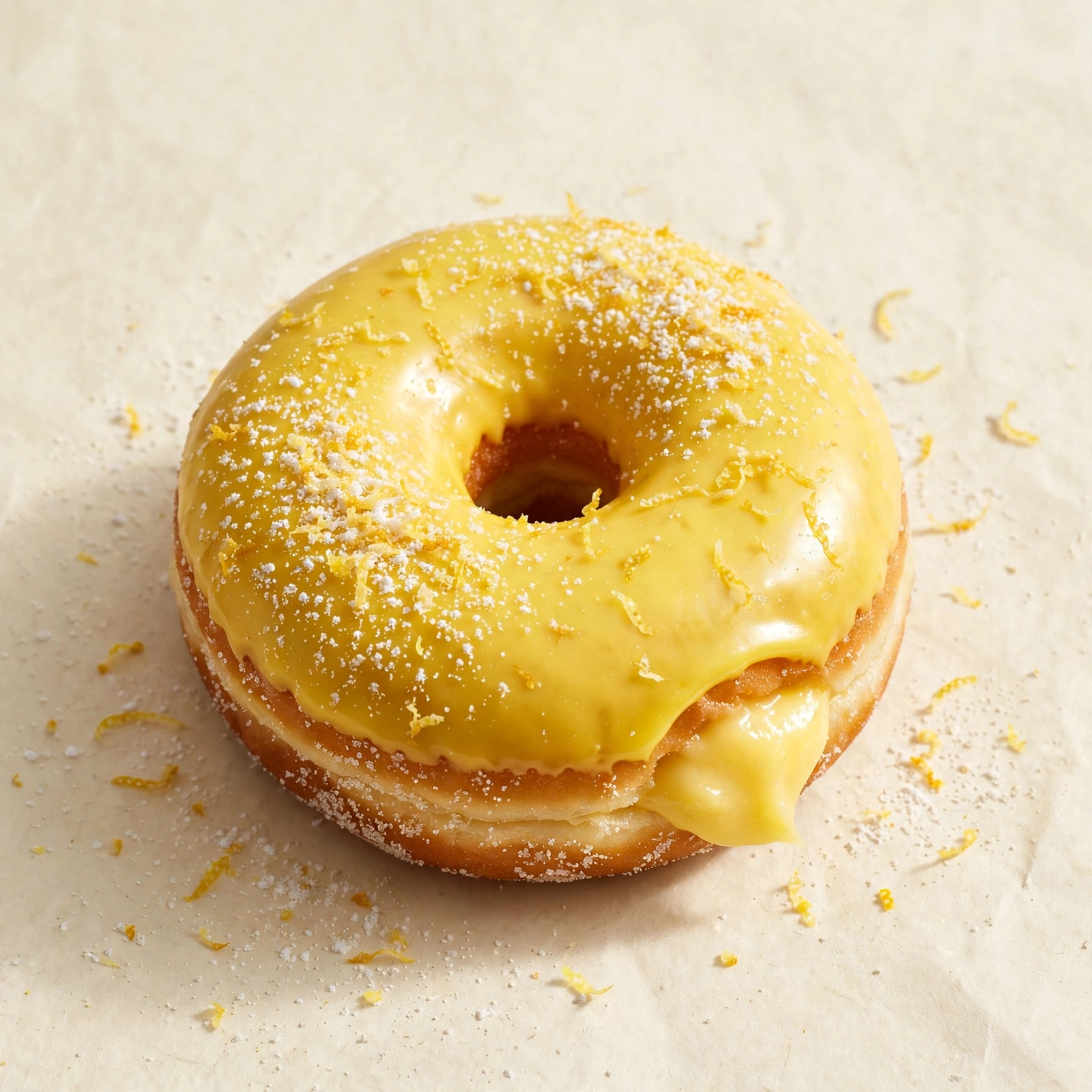 Lemon Putter donut with lemon glaze, lemon curd and citrus sugar