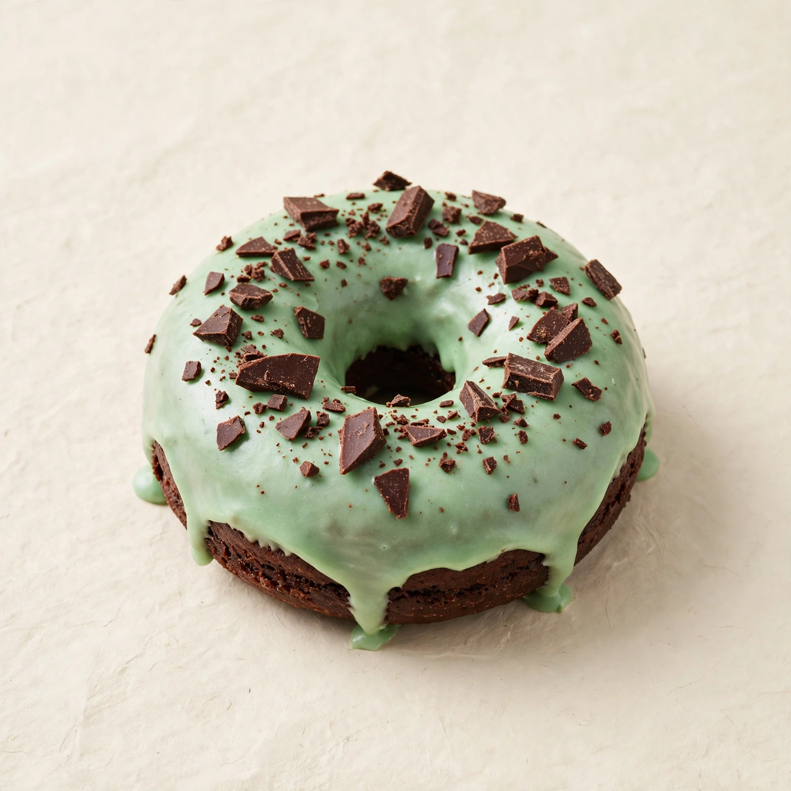 Mint Condition donut with chocolate base, mint glaze and chocolate pieces